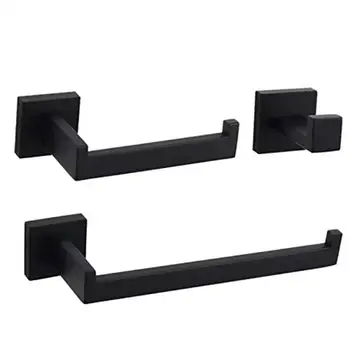 

Bathroom Hardware Set Black Robe Hook Towel Rail Bar Rack Bar Shelf Tissue Paper Holder Toothbrush Holder Bathroom Accessories