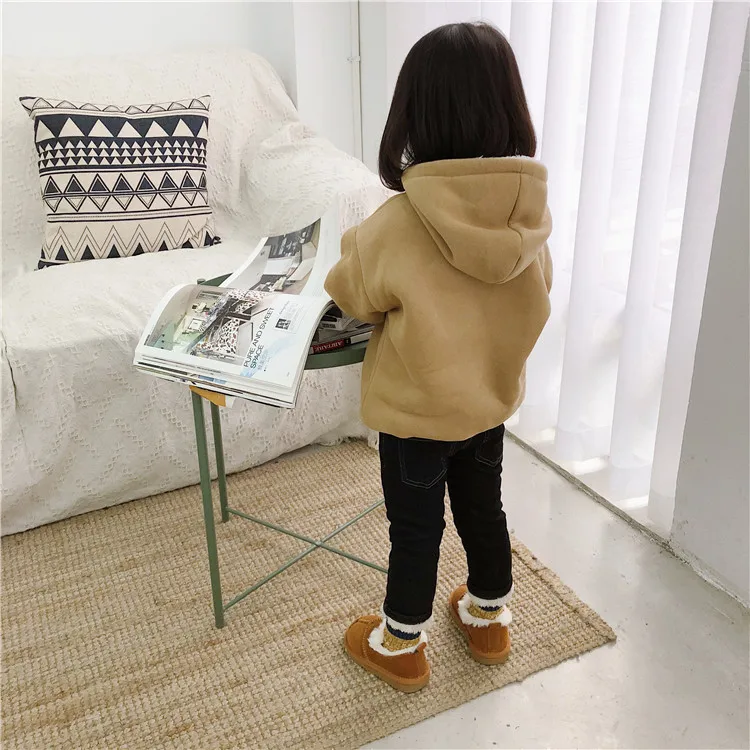 You gato negro mi Winter New Style Men And Women Children Korean-style Cowboy Elasticity Brushed And Thick Skinny Pants Cra