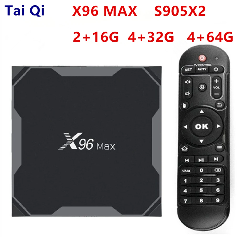 

X96 max Quad Core DDR4 4G&5GHz WIFI Android 8.1 4K HD 4/32G smart box BT Amlogic S905X2 4GB 64GB 1000M Dual Band Wifi TV box