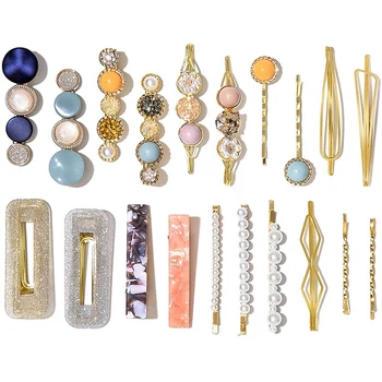 

20 Pcs Macaron Hair Clips for Women Fashion Korean Style Acrylic Pearl Hair Clips Gifts for Women Girls Hair Barrettes Hair Pins