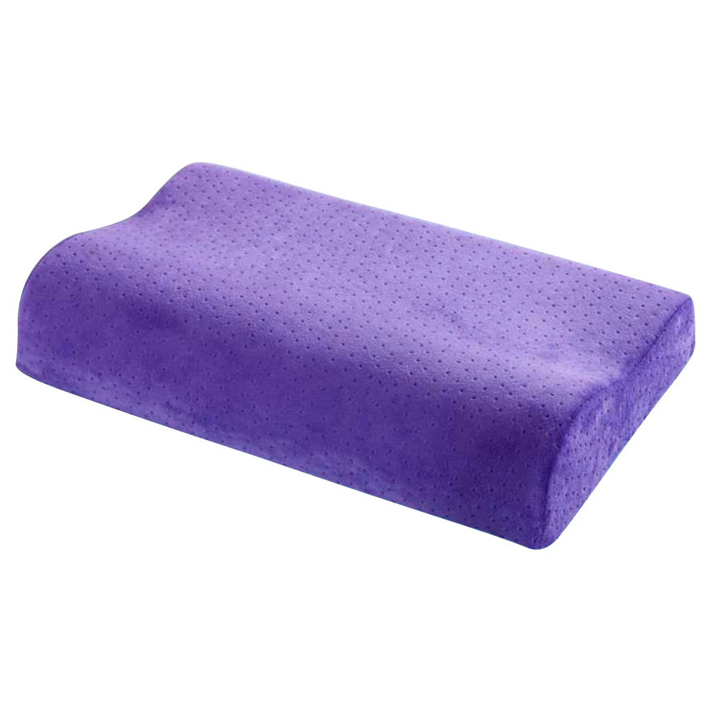 Подушка из пены с эффектом памяти, однотонная бархатная наволочка для взрослых, защита шеи для спальни, защита шейки матки, забота о здоровье, улучшение мягкого сна - Цвет: 50x30x10-7cm purple