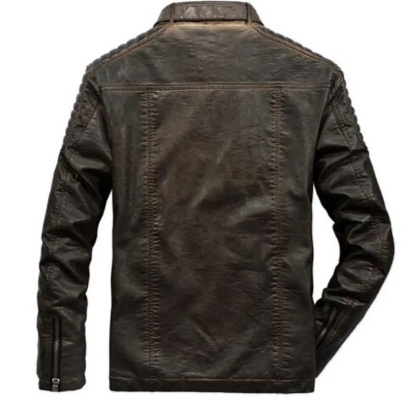 Real Genuine Leather Jacket Men For Motorcycles Vintage Brown Black Parka Slim Male Winter Warm Casual Moto Biker Jacket C