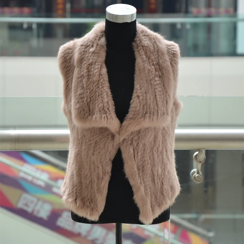 

Распродажа новых горячих женских зимних жилетов! Вязаный/вязаный жилет из натурального кроличьего меха с воротником, зимние жилеты 4 цветов, бесплатная доставка