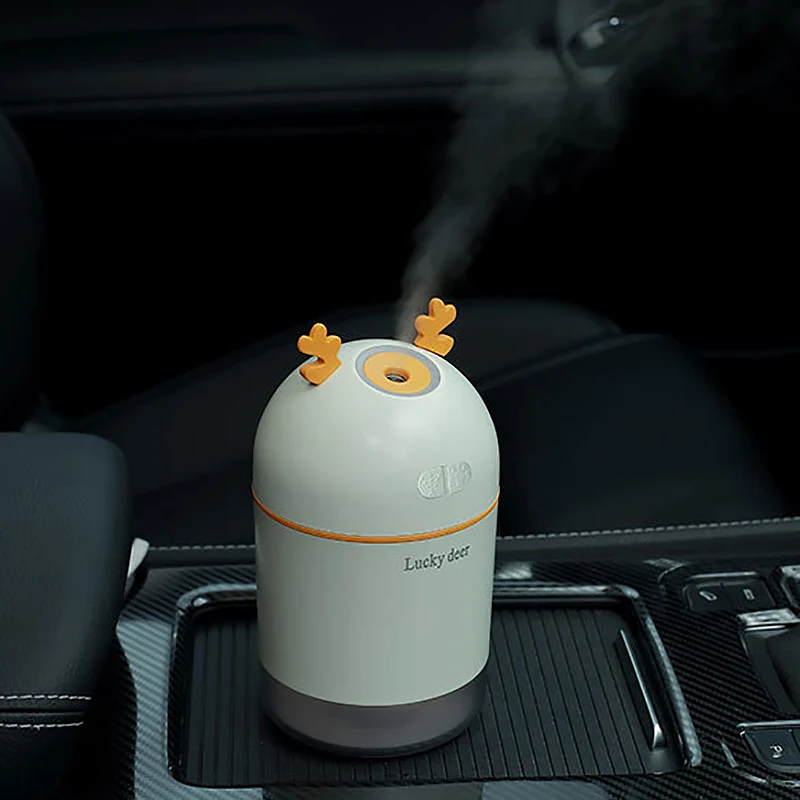 Lucky Deer 3 в 1 USB мини увлажнитель воздуха 400 мл Автомобильный увлажнитель воздуха с небольшим вентилятором светодиодный фонарь
