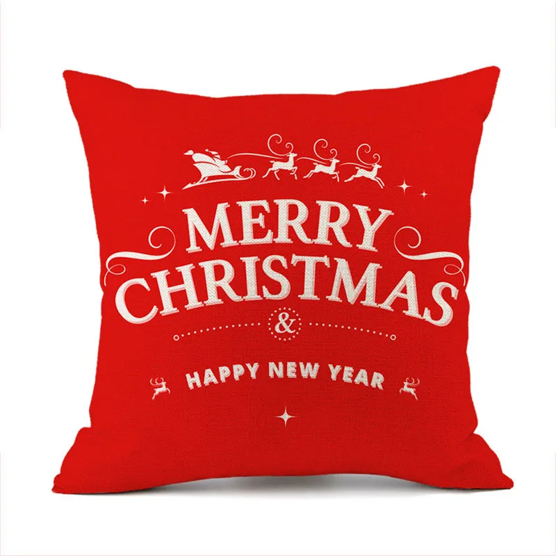 Рождественская наволочка олень Санта Клаус Красные праздничные льняные подушки с принтом набор офисный диван отдых спинка набор 45*45 см - Цвет: 6