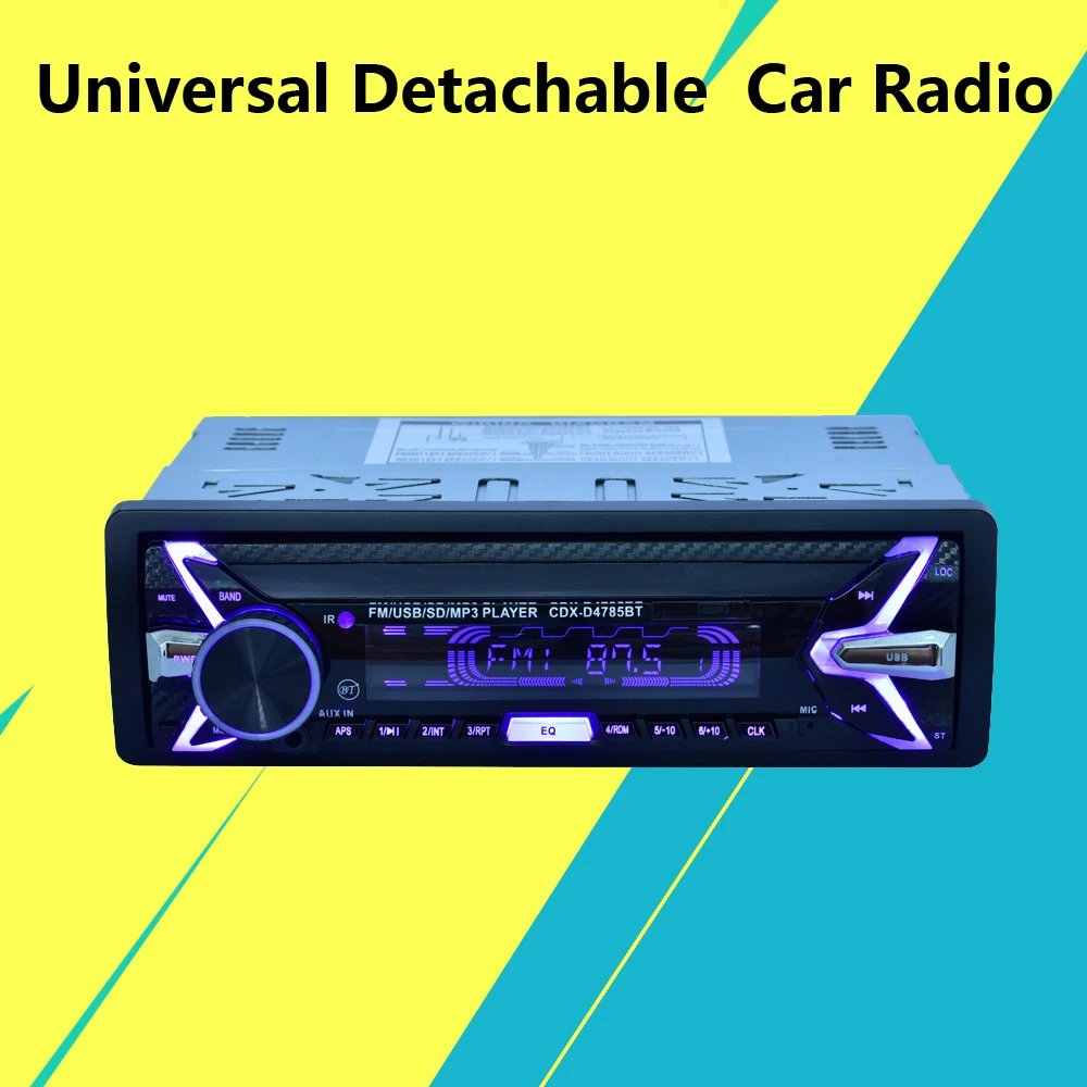 Panel desmontable D4785 para coche, radio universal de 12V, 1 Din, estéreo automático, Bluetooth, FM, receptor de entrada auxiliar, Audio SD, USB, MP3|Radios de coche| - AliExpress