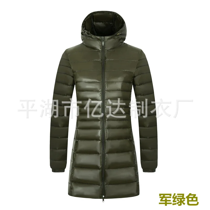 army green M-7XL,, зимние куртки для женщин, белый утиный пух, длинная куртка, Женская стеганая парка с капюшоном, ультра-светильник, портативные пуховики, Casacos - Цвет: army green