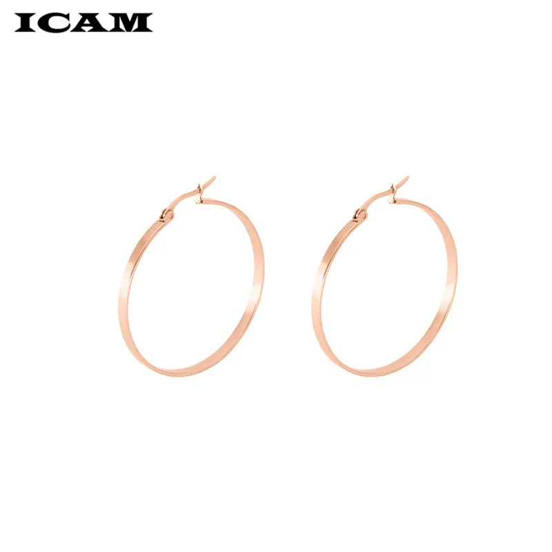 ICAM модные новые 1 пар золотые серебряные маленькие большие круг из нержавеющей стали серьги-кольца для женщин стимпанк круглые серьги