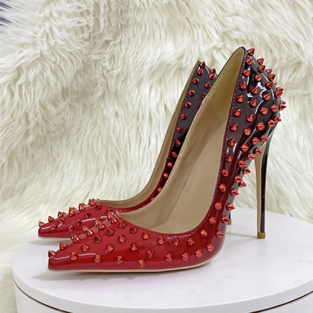 12cm Stiletto Heels Rivets Pointed Toe Shoes Multi Color Studded Wedding  Shoes Spikes Dress Pumps - AliExpress