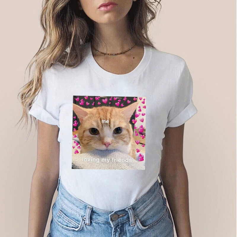 Maycaur, Harajuku, Ulzzang, кот, любит животных, собака, принт, футболки, летние, кавайные Топы с коротким рукавом, Повседневная забавная парная одежда