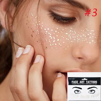 

1pack Gold Face Tattoo Flash tattoo Fashion Waterproof Blocked Freckles Make Up Body Art Stickers eye decals Bride tribe party