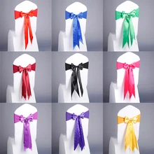 Новинка, 50 шт./лот, 16 цветов, свадебное покрытие на стул, пояс, атласная ткань, галстук-бабочка, лента, резинка-украшение, вечерние принадлежности для отелей