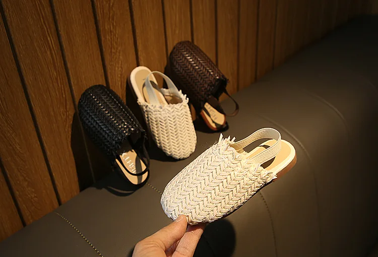 Spring Summer Girls Shoes Weaven Knitted Design Children Flat Shoes Kids Summer Sandals Princess Sweet Soft Fashion For Toddlers bata children's sandals