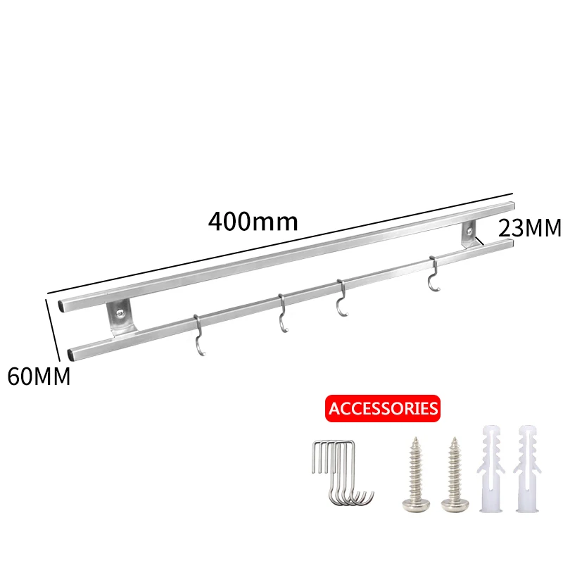 PTOC магнитный держатель для ножей 304 нержавеющая сталь настенное крепление черный стеллаж для хранения крюк для ножей магнитный держатель ножа - Цвет: 400mm