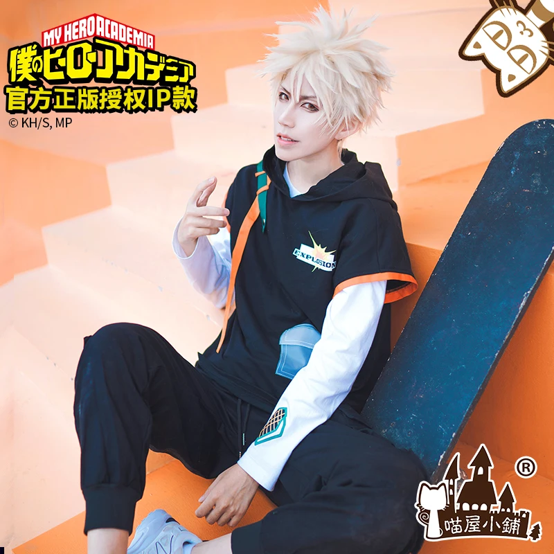 Аниме! My Hero Academy Bakugou кацуки, толстовка с капюшоном и длинными рукавами, футболка, маскарадный костюм, модная повседневная одежда