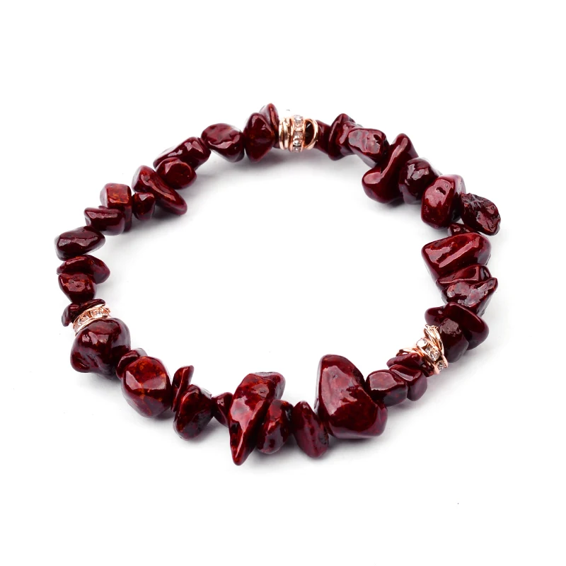 30-Dark Red Jasper Необычные Натуральные полудрагоценные браслеты из камней для женщин розовое золото Rondelle растягивающиеся кусочки гальки браслет из бисера Femme BC367 - Окраска металла: 30-Dark Red Jasper