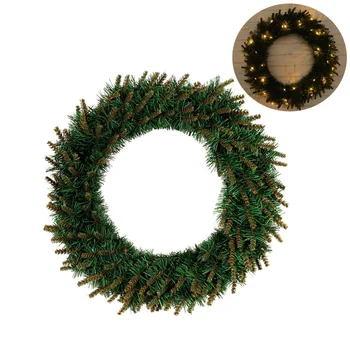 

1pcs Christmas Wreath LED Light Wall Ornament for Front Door Shopping Mall Party Decor