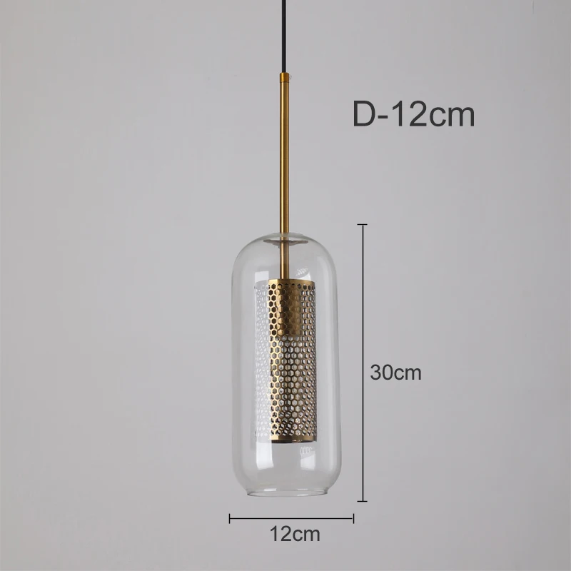 Современный ретро стеклянный подвесной светильник, подвесной светильник для ресторана, подвесной светильник, креативный дизайн, индивидуальность, лестничные светильники - Цвет корпуса: D-12cm