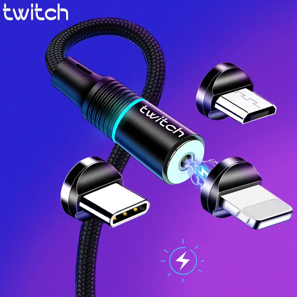Магнитный кабель Twitch для быстрой зарядки Micro USB Type-C iPhone 11 Xiaomi Huawei магнитное