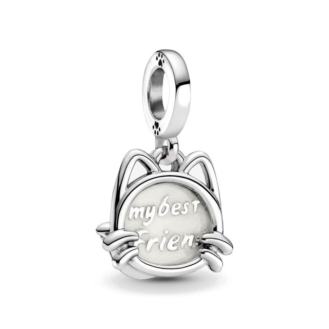 European MY Pet Dog Cat Forget-Me-Not Flower DIY Fine Beads Fit Original  Charms Silver 925 Bracelet Jewelry F040