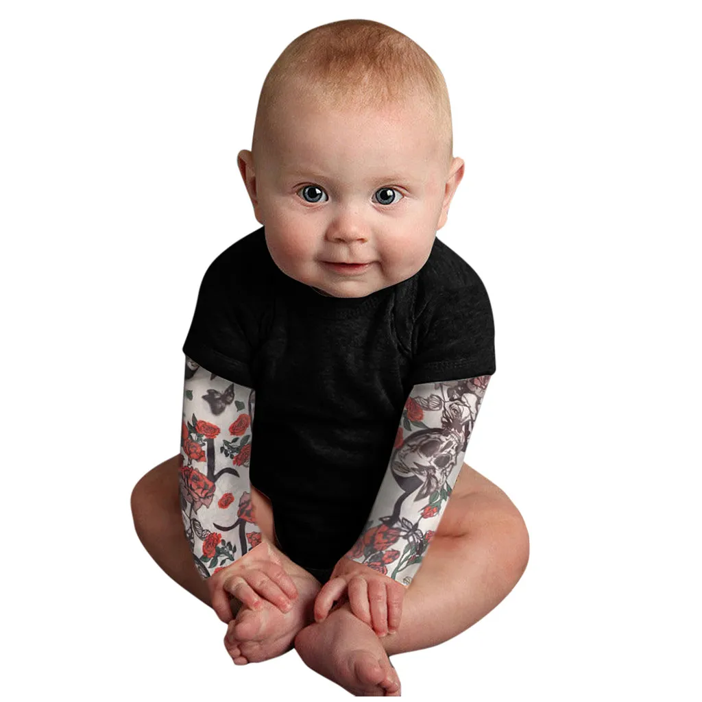 Jumpsuit for Infant Boys Newborn Baby Tattoo Printed Long Sleeve Patchwork Romper Bodysuit Cool Cotton Clothes 0-18M |