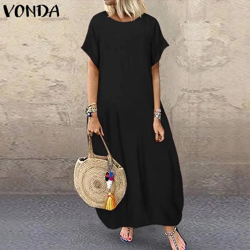 VONDA, женское богемное платье,, летний сарафан, Ретро стиль, короткий рукав, длинные, вечерние, макси, длинное платье, Повседневное платье, Vestidos размера плюс
