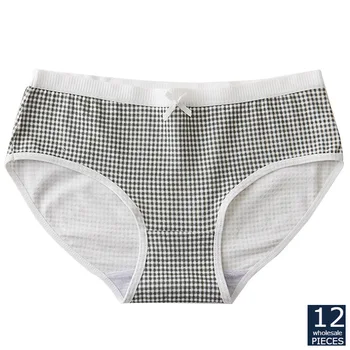 

12 pcs/lot wholesale manufacturers women underwear breathable briefs cotton solid color cute bow TWY 889