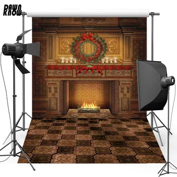 

DAWNKNOW Fireplace Vinyl Photography Background For Baby New Fabric Polyester Backdrop Garland For Wedding Photo Studio ST385