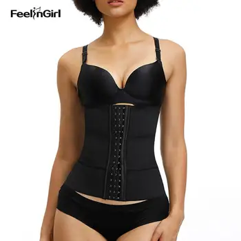 

FeelinGirl Slimming Belt Women Body Shapewear 3-Belt Custom Waist Trainer 100% Latex Modeling Strap 5 Steel Bones Underwear