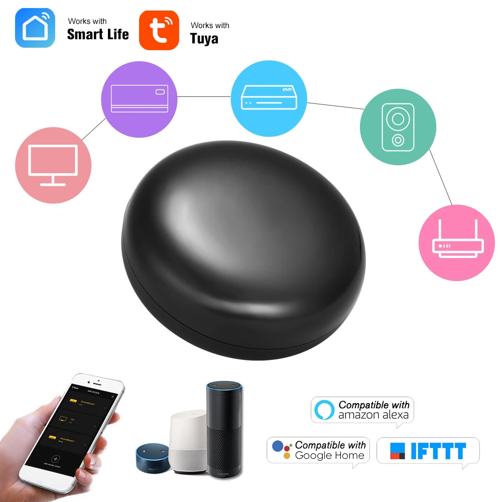 Tuya-Control remoto por infrarrojos para aire acondicionado, Controlador Universal para Smart Home, Alexa y Google