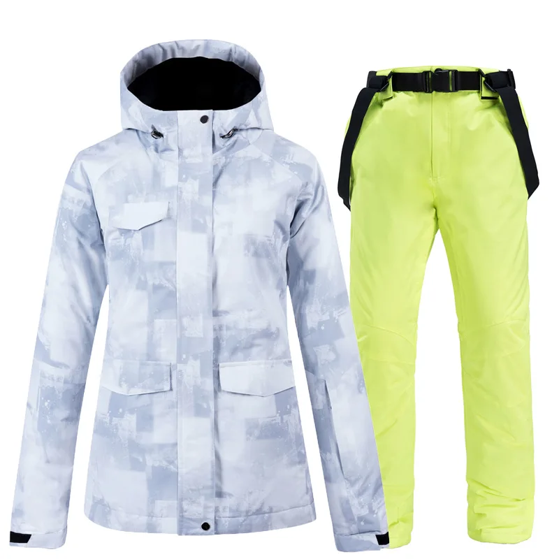 Супер Распродажа! Женский лыжный костюм, водонепроницаемая, ветрозащитная женская зимняя куртка и штаны, комплекты с хлопковой подкладкой, зимняя одежда для прогулок, сноуборда - Цвет: 07