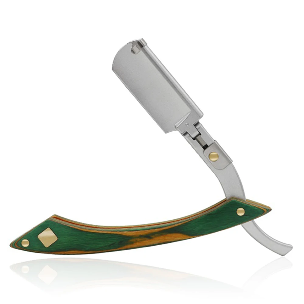 Silver CestoMen Pro ручная бритва с деревянной ручкой, парикмахерское лезвие для бритья, складной прямой парикмахерский нож, бритва для парикмахера - Цвет: Silver