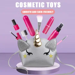 Kit de maquillage pour enfants, 16 pièces, jouet cosmétique de Simulation avec sac de licorne, jouet de maquillage lavable pour petites filles 