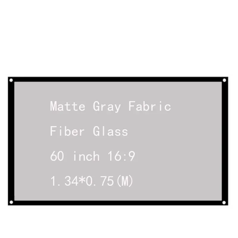Thinyou 60 inch 16:9 Matte Gray Fabric Fiber Glass Projection Screen Wall Mounted Film Theater Movie Video Screen for Projector