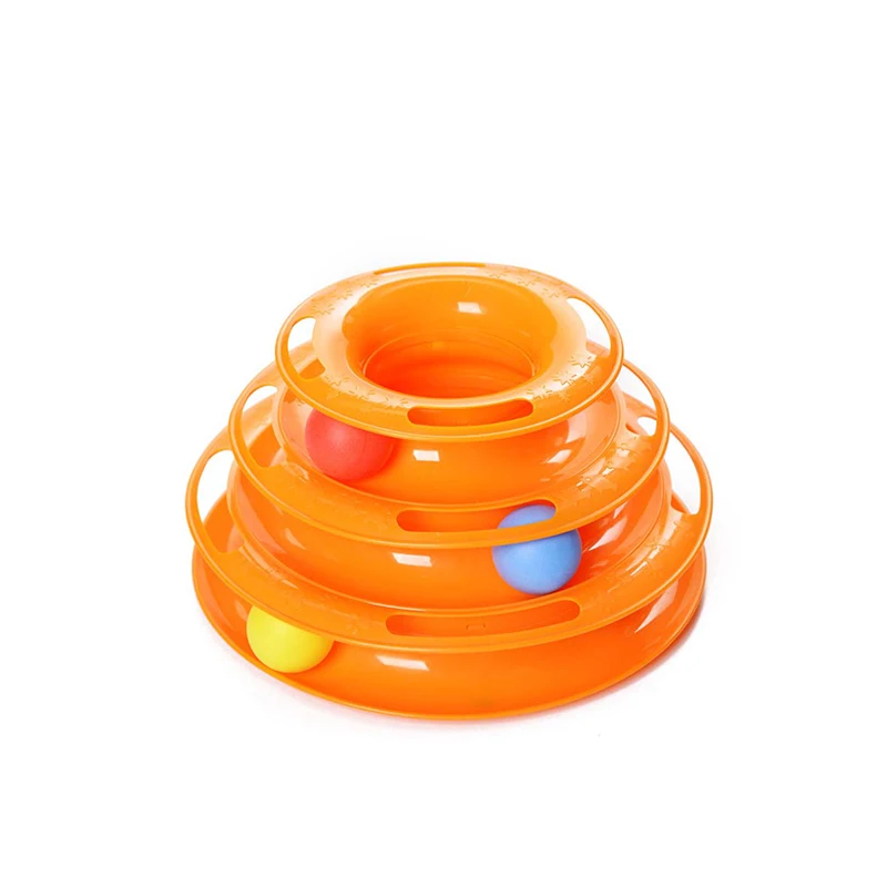 Pet Cat Toy Ball Pet Toy Cat Three-Layer Track Turntable Pet Supplies Intelligence Training Interactive Turntable With 3 Balls - Цвет: orenge