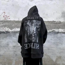 

Autumn Winter Velvet Hoodies Women Hooded Sweatshirt Printed Gothic Loose Long Sleeves Unisex Outwear Men's Tops Clothing