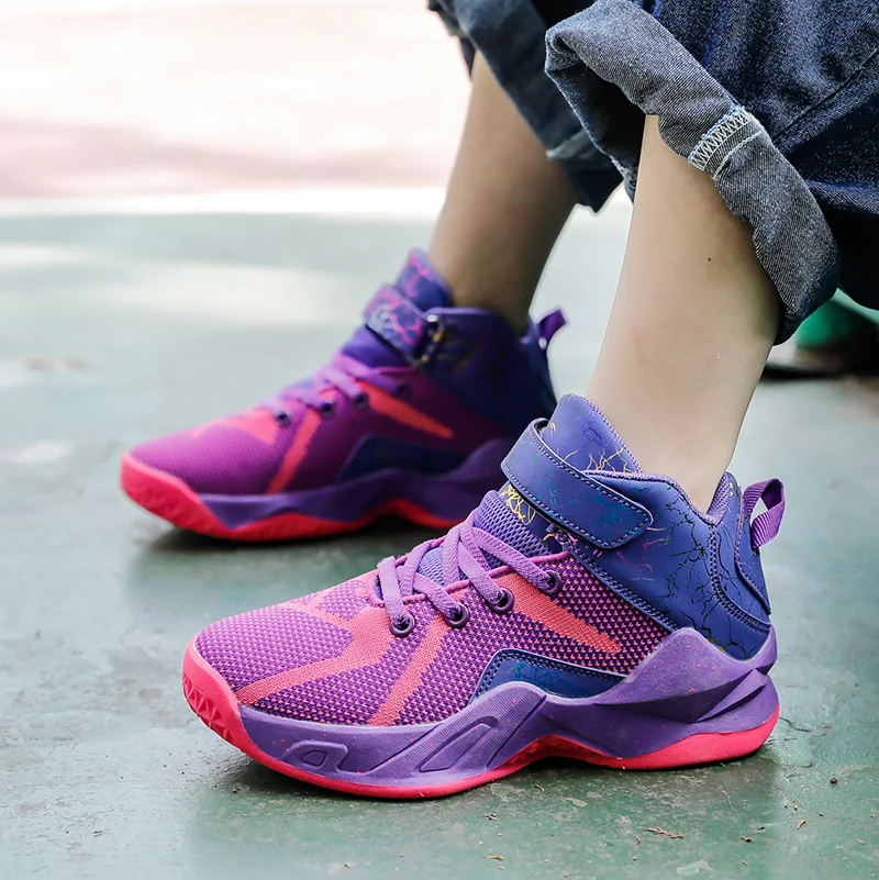 

New Autumn Children's High-top Mesh Breathable Basketball Shoes Boys Non-slip Outdoor Training Sports Basketball Shoes Children
