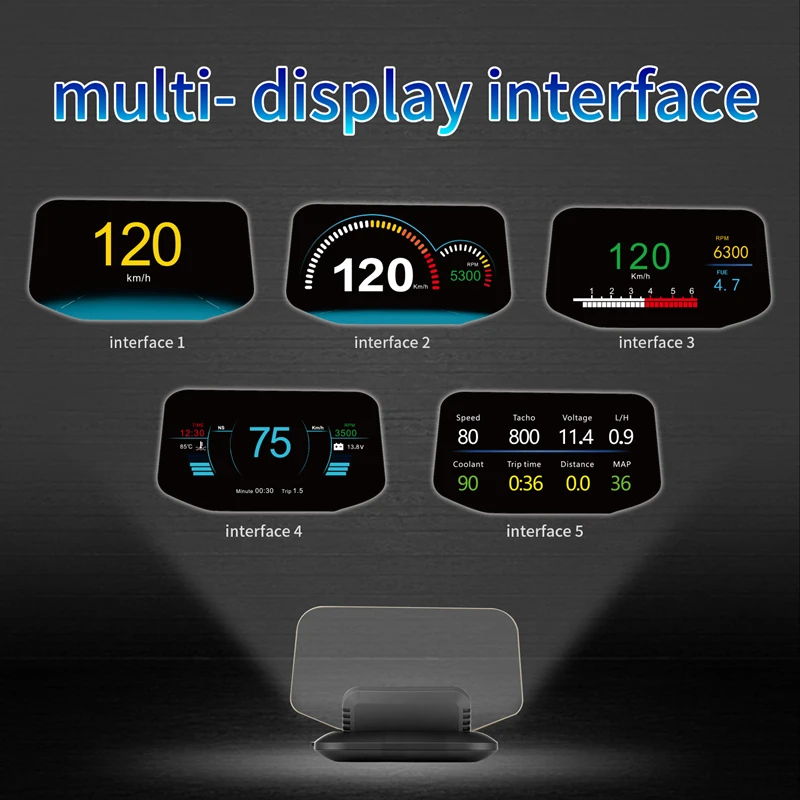 

HD On-Board Computer HUD Mirror Car Head up Display Dual System OBD2+GPS 2 in 1 Speed Projector Security Alarm Water Temp Fuel