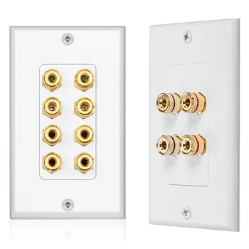 

2 Pcs Speaker Wall Plate Home Theater Wall Plate o Panel 8 Posts for 4 Speakers & 4 Posts for 2 Speakers