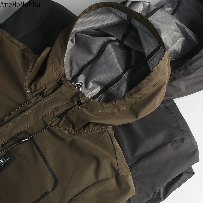 

2021 Spring New High-quality Coat Boys Tide Brand Korean Youth Handsome Men Casual Hooded Windbreaker Mid-length Trench Coat Men