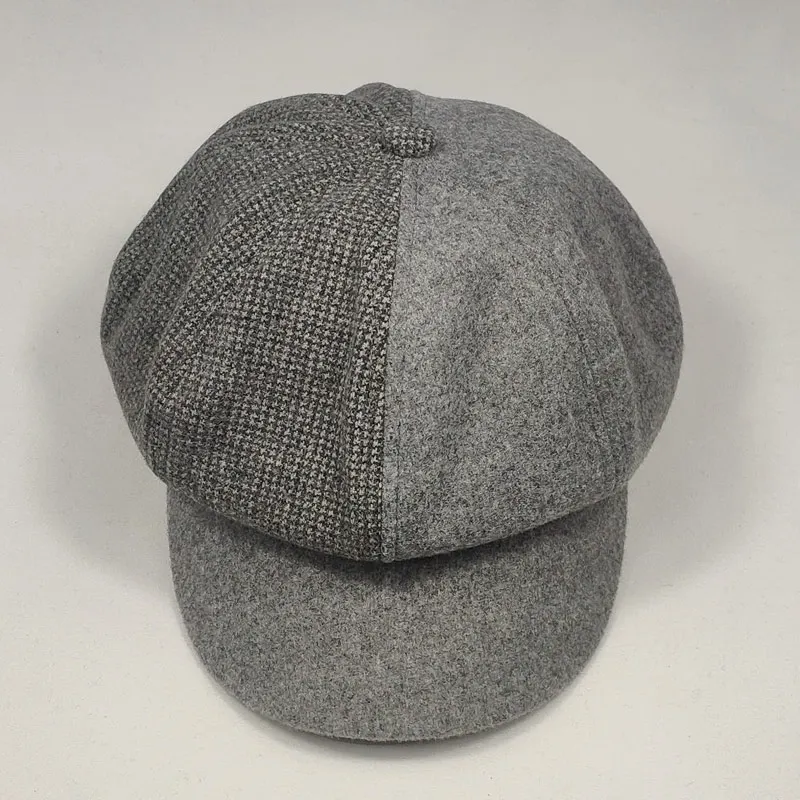 Осень зима классические мужские клетчатые шляпы Лоскутная кепка газетчика Женская 8 панель берет шляпа Винтажный стиль серый синий черный