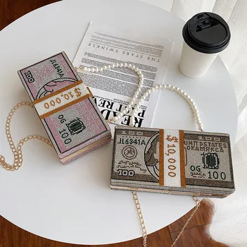 

TOYOOSKY Crystal Women's Money Clutch Bags Luxury Design Diamond Evening Bags Party Purses and Handbags Chain Box Shoulder Bag