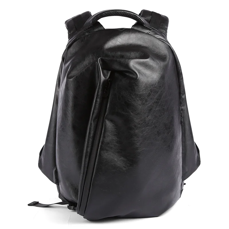 MOYYI, хит, кожаный рюкзак для школы, мужской рюкзак Mochila, 14 дюймов, для ноутбука, легкий рюкзак, мужской, для улицы, водонепроницаемый, черный