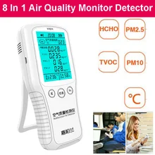 Estore 8 In1 detektor jakości powietrza cyfrowy PM10 PM2 5 formaldehyd HCHO TVOC TEMP Monitor analizatory powietrza tanie i dobre opinie CN (pochodzenie)