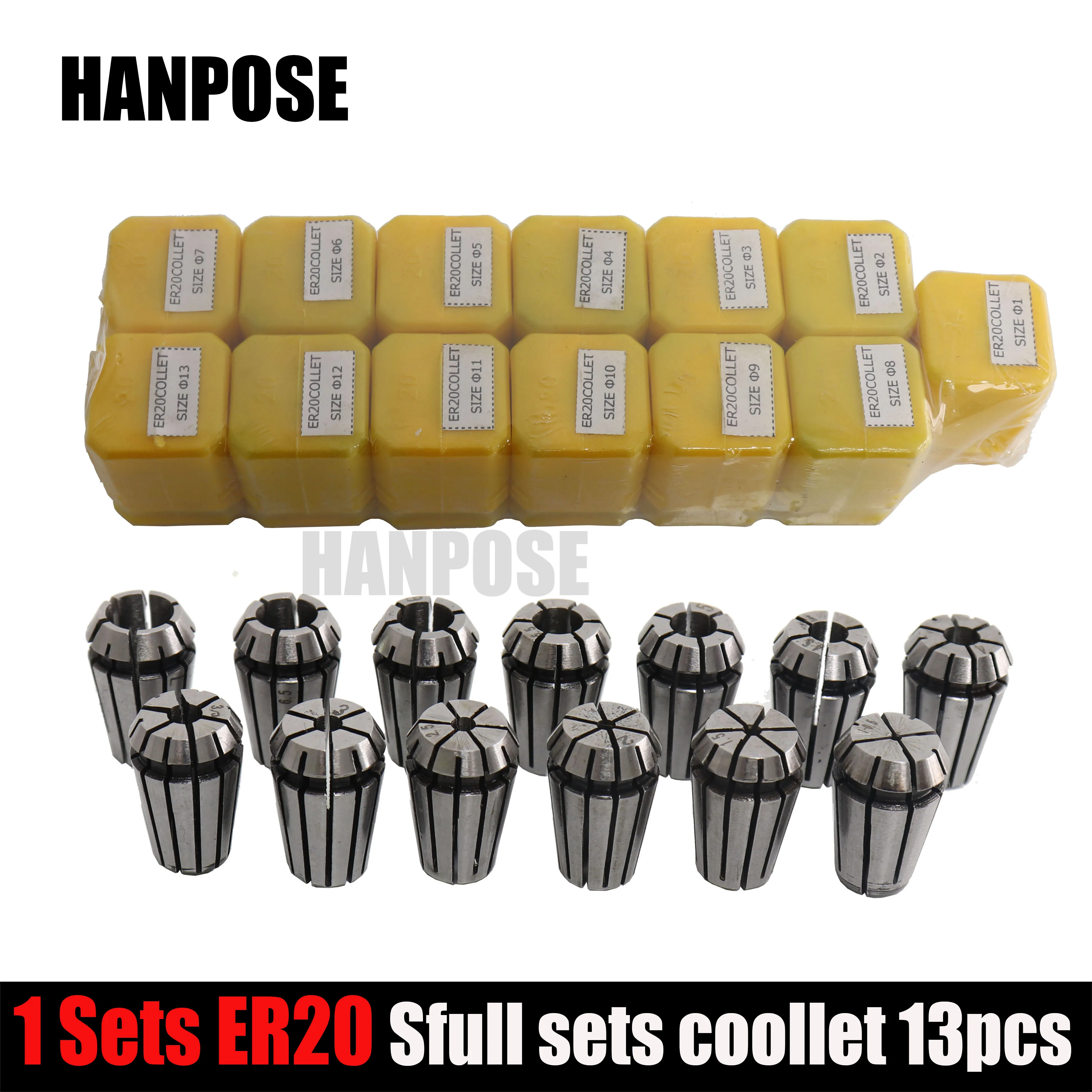 

Best price 13pcs/set ER20 Precision Spring Collet Set CNC Milling Lathe Tool ER20 Spring Collet Chuck