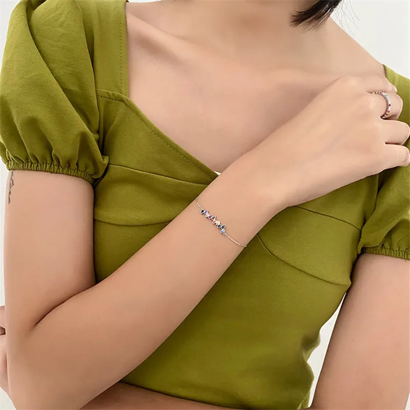 925 Sterling Silver Simple Creative Color Crystal Bracelet Women Fashion Trend Party Jewelry Accessories Valentine's Day Gift - Image 4