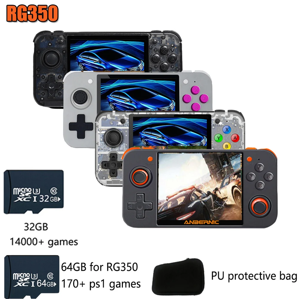 

Whatsko New Retro Game RG350 Video Game Handheld game console MINI 64 Bit 16G+32G+64GB TF Game Player 14000+ 170 games for PS1