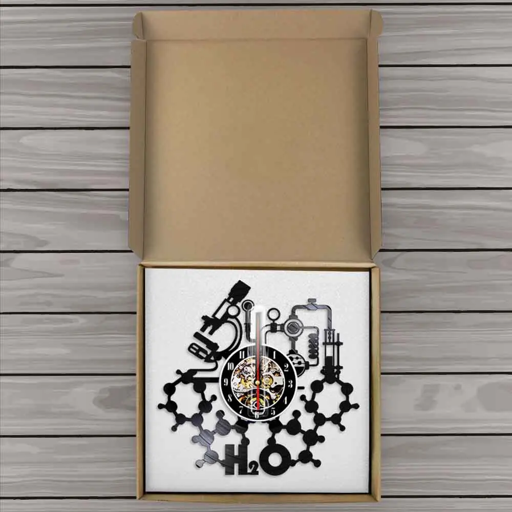 Günstig Chemie Experimente Wanduhr Wissenschaft Labor Dekoration Periodische Elemente Tisch Wand Kunst Retro Vinyl Record Wanduhr