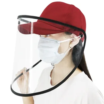 

A Protective Cap Sun Hat With Transparent Cover Dustproof Waterproof Isolating Bacteria Detachable Unisex Visors Caps