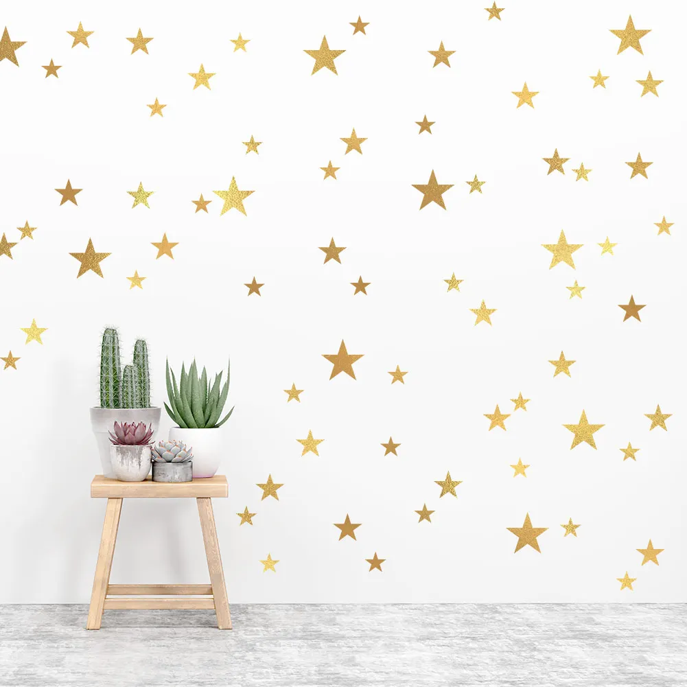Wall Sticker For Kids Room Gold Stars Baby Nursery Room Wall Stickers Bedroom Children Wall Decals Home Art Wallpaper 29x30mm